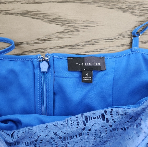 The Limited Lace Fit & Flare Spaghetti Strap Dress Womens 6 Blue Wedding Party - Picture 3 of 9